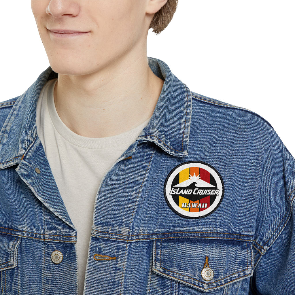 Island Cruiser Hawaii Iron-On Patch — Retro Surf Wave Logo Patch for Jackets & Bags