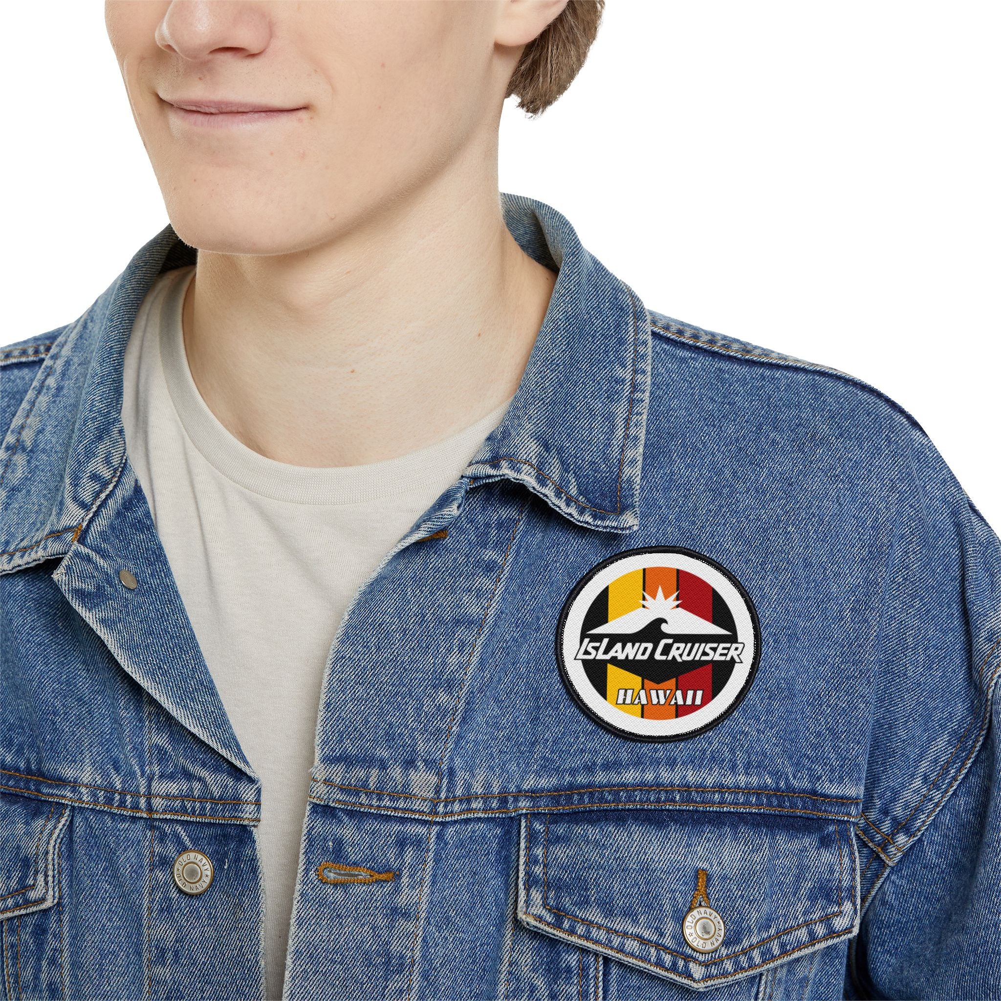Island Cruiser Hawaii Iron-On Patch — Retro Surf Wave Logo Patch for Jackets & Bags
